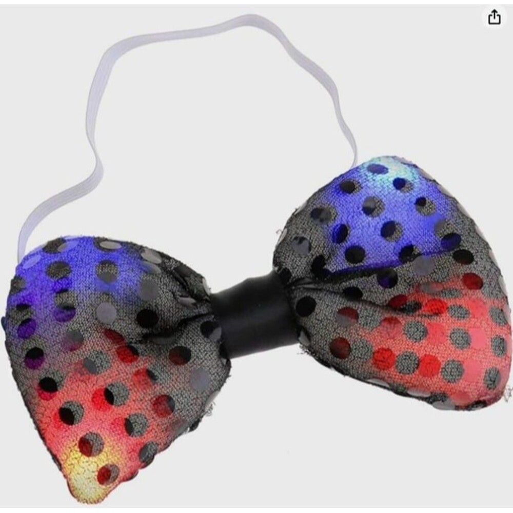The Electric Mammoth LED Sequin Bow Ties, Light Up, 3 Modes, Black